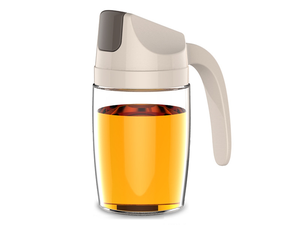 Ferramenta Pote de Óleo Vidro Abertura e Fechamento Automático Doméstico-300Ml-Bege Dispensador Azeite Garrafa para Cozi UISAVE