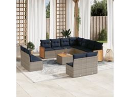 Vidaxl Conjunto De Sofá De Jardim Com 12 Peças E Almofadas Em Rattan Sintético Cinza