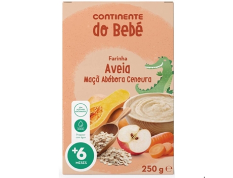 Infantil Farinha Láctea Aveia Maçã Abóbora e Cenoura 6M CONTINENTE DO BEBÉ