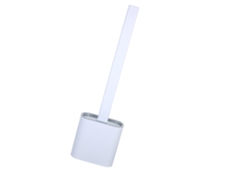 Escova de vaso sanitário plana com suporte de silicone, cerdas flexíveis que não prendem para facilitar a limpeza embaixo do vaso sanitário.