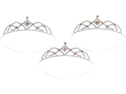 Conjunto De 3 Tiaras Com Coroa De Strass Nas Cores Rosa, Roxo E Bege Dourado. Leves E Confortáveis.