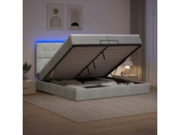 Vidaxl Cama Ottoman Com Colchão E Led Cinzento-claro 200 X 200 Cm