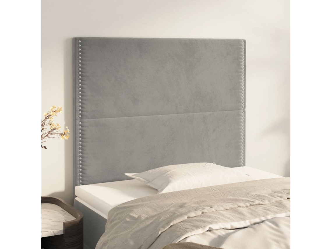 Vidaxl Cabeceira Cinza Claro 100x5x118/128 Cm Veludo