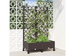 Vidaxl Vaso De Jardim Com Treliça E Rodas Castanho 80 X 40 X 131,5 Cm