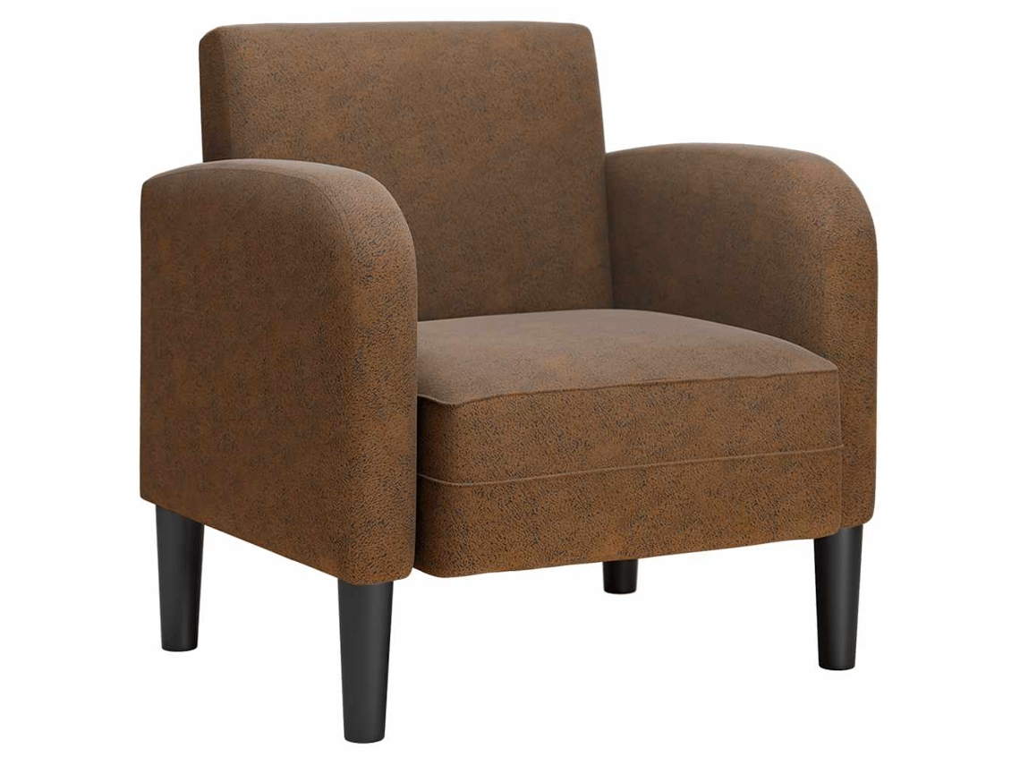 Vidaxl Poltrona Com Apoios De Braços 54 Cm Couro Artificial Castanho