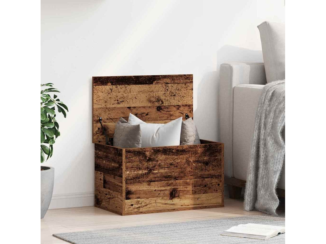 Vidaxl Caixa De Armazenamento Madeira Antiga 60 X 35 X 35 Cm