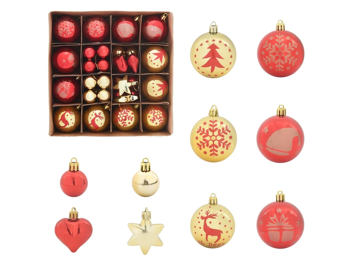 Conjunto 40 Ornamento De Natal Vidaxl Vermelho Plástico (ø 6 Cm)