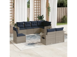 Vidaxl Conjunto De Sofá De Jardim Com 8 Peças E Almofadas Em Rattan Sintético Cinza