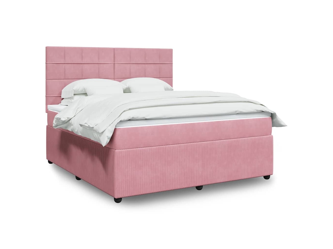Vidaxl Cama Com Molas/colchão 180x200 Cm Veludo Rosa