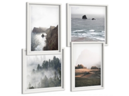 Composição De Quadros Montanhas Naturais E Vistas Do Mar Espelharte (4 Peças)