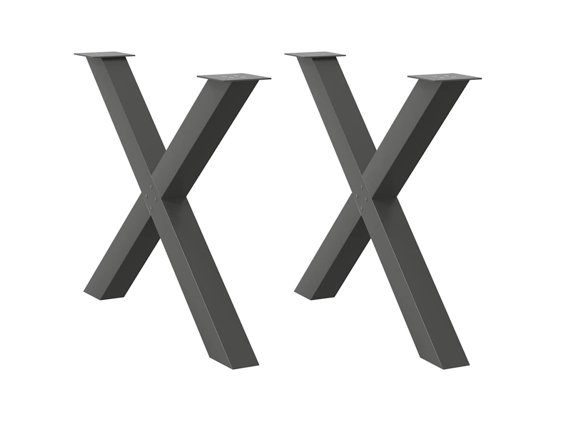 Vidaxl Pés Para Mesa De Jantar Em Formato De X, 2 Peças, Antracite, 90x (72-73) Cm, Aço