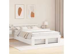 Vidaxl Estrutura da Cama com Cabeceira com Gaveta Branco 150 X 200 Cm