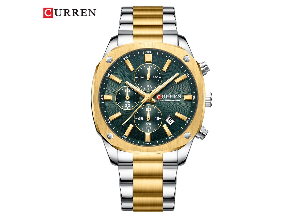 Relógio Masculino Cronógrafo Multifuncional de Seis Ponteiros com Pulseira Quadrada de Aço Relógio de Pulso Elegante MDUG
