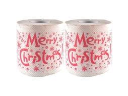 2 rolos de papel higiénico de Natal com design de cervo e Papai Noel, polpa de madeira, suave e higiénico