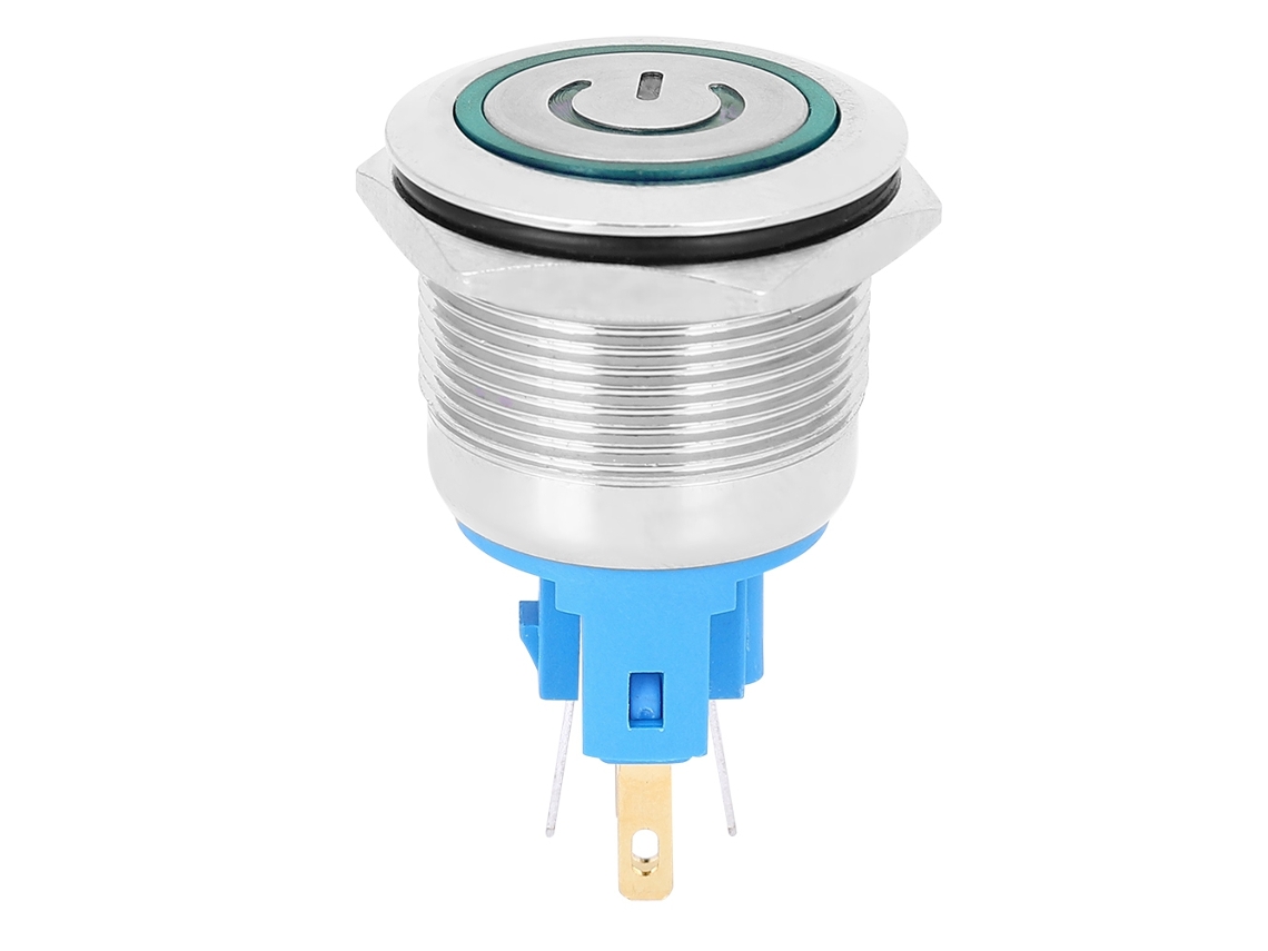 2pcs Botão De Reset Ac220v 22mm 6 Pinos Ip65 Com Sinal Verde Interruptor De Botão De Pressão