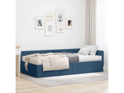 Vidaxl Estrutura De Cama De Canto Com Colchão 2 Unid. Azul Tecido