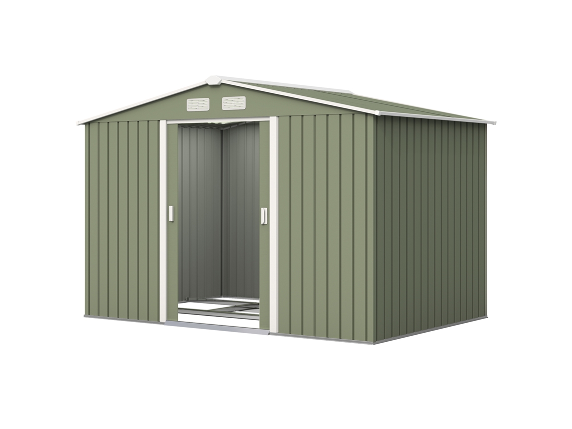 Galpão de Jardim 4,9 m² com 2 portas deslizantes, base reforçada, verde claro 277x195x192 Cm | S/MARCA