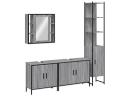 Bathroom Cabinet Set, Bathroom Cabinet Sets Vidaxl Cinzeto Madeira Processada (n/a)