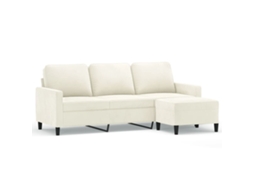 3-seater Sofa With Footstool, 3-seater Sofas With Footstools Vidaxl Creme Veludo (n/a)