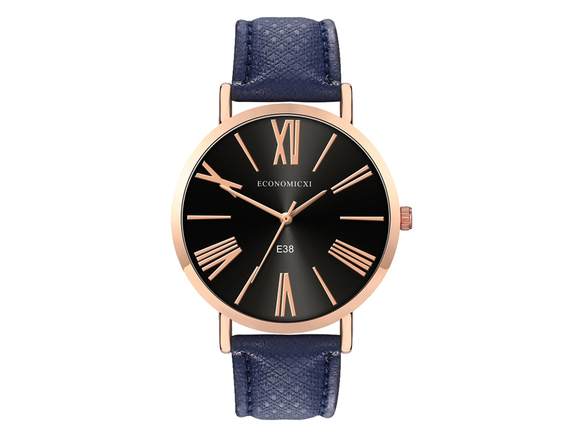 Relógio de Pulso Unissex com Pulseira Pu Display Analógico Quartz Estilo Simples