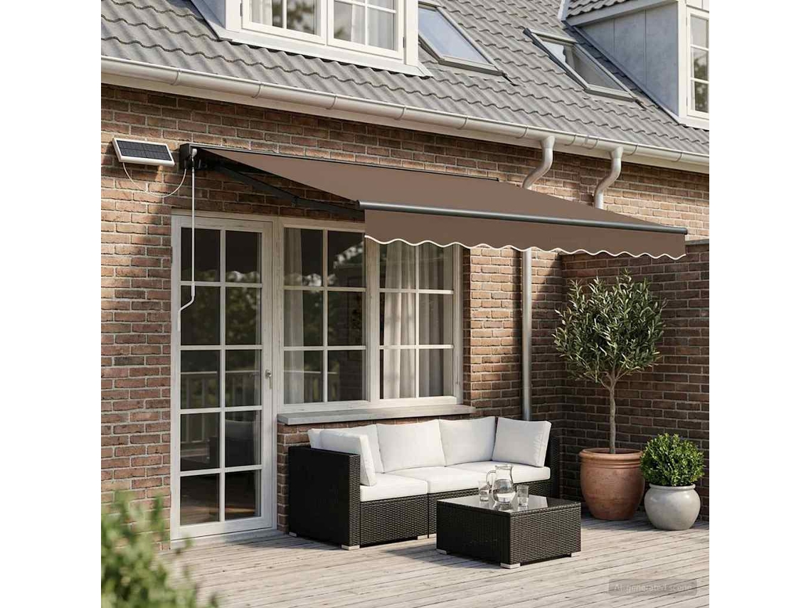Vidaxl Toldo Retrátil Elétrico Cinzento-acastanhado 5 X 3 M
