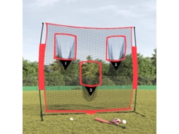 Vidaxl Rede De Basebol Portátil 183x105x183cm Poliéster Preto/vermelho