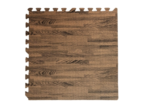Tapete Quebra-Cabeça Macio 4 Peças Efeito Madeira de Nogueira 60X60X0.8 Cm para Brincadeiras Infantis em Ambientes Fechados DIVINA HOME