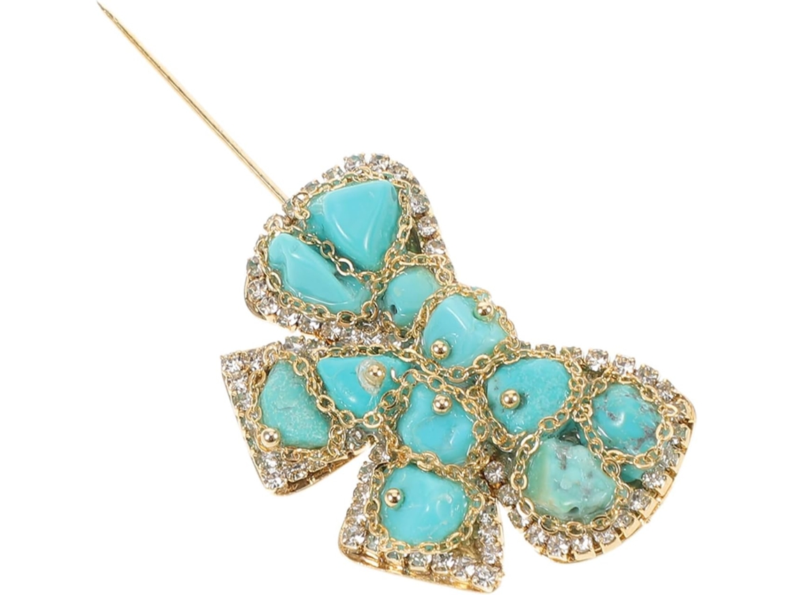 Broche Decorativo Em Cobre Turquesa Com Laço Para Casacos E Vestidos, Acessório Elegante E Versátil.
