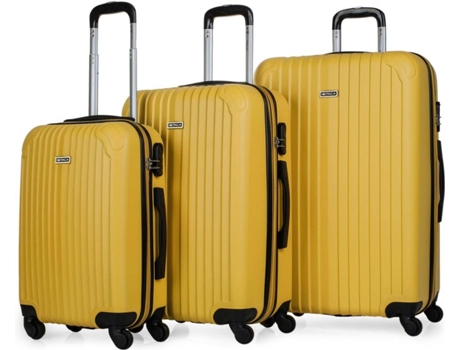 Conjunto 3 Malas de Viagem ITACA Abs Extensível (35/70/100 L - Amarelo)