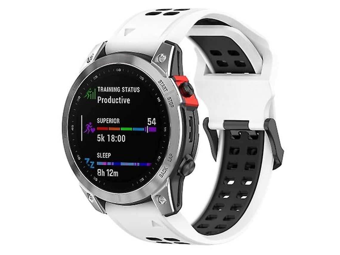 Pulseira De Relógio Garmin Fenix 7s/ 6s/ 5s, Silicone Bicolor, Preto E Branco., Acabamento Moderno