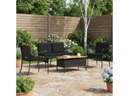 Vidaxl Conjunto Para Jardim Preto Vime Pe