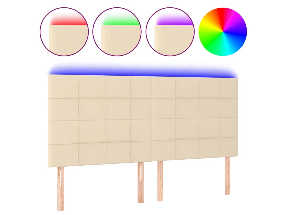 Led Headboard, Led Headboards Vidaxl Creme Tecido (160 X 5 X 118/128 Cm)