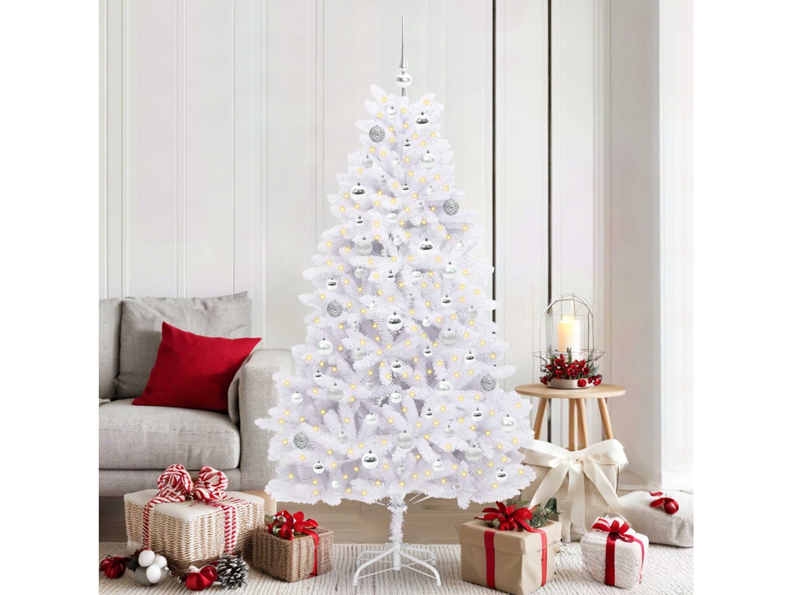 Vidaxl Árvore De Natal Articulada Artificial Branco 180 Cm Pvc E Aço