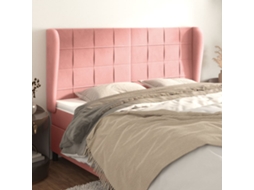 Vidaxl Cabeceira Cama C/ Abas Veludo 203x23x118/128 Cm Rosa