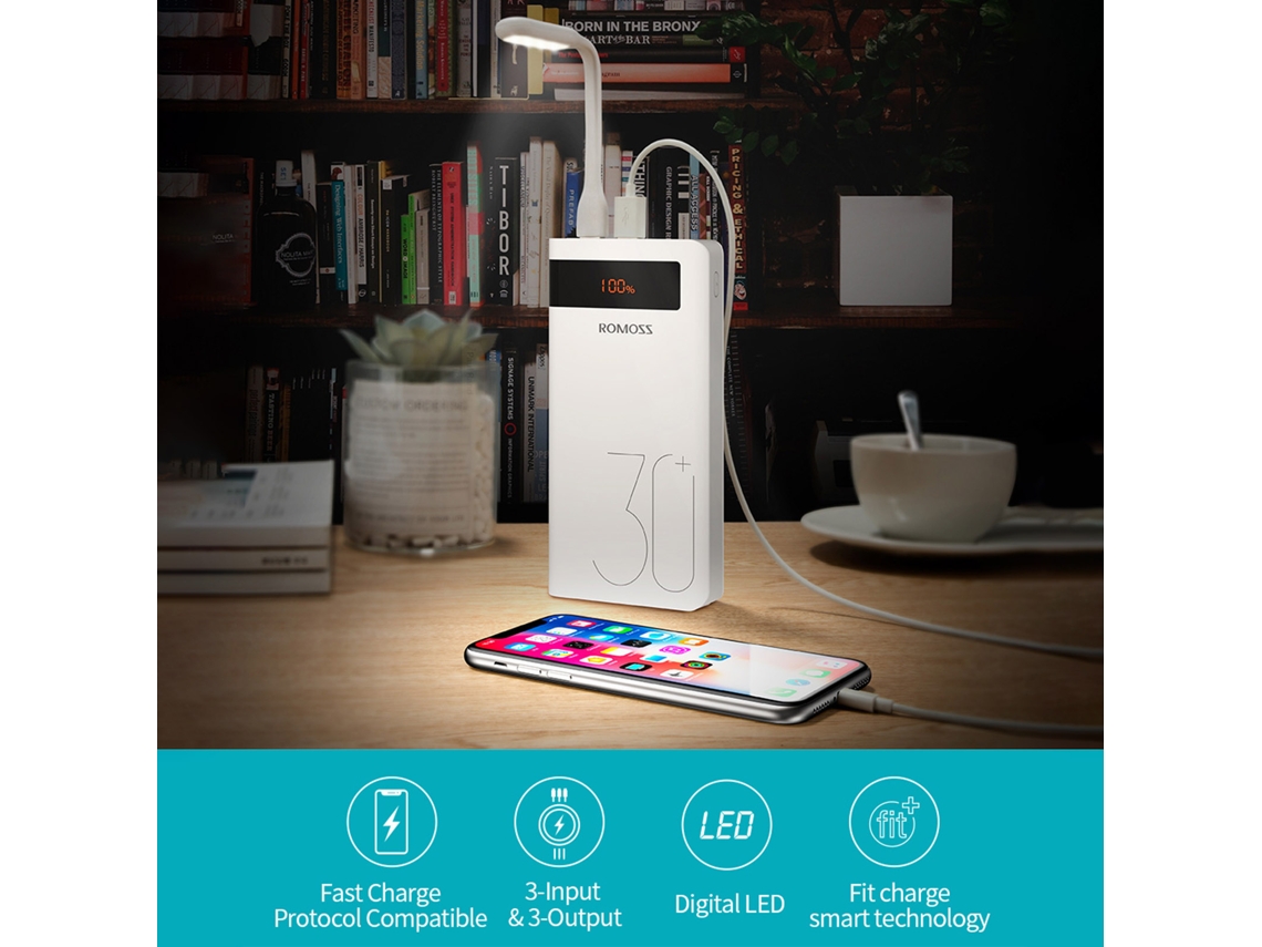 Aetheria romoss Sense 8p+ Power Bank 30000mah 18w Quick Charge Bateria Externa Portátil