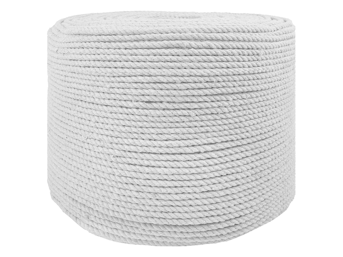 Vidaxl Corda De Algodão 6 Mm 25 M Branco 100% Algodão