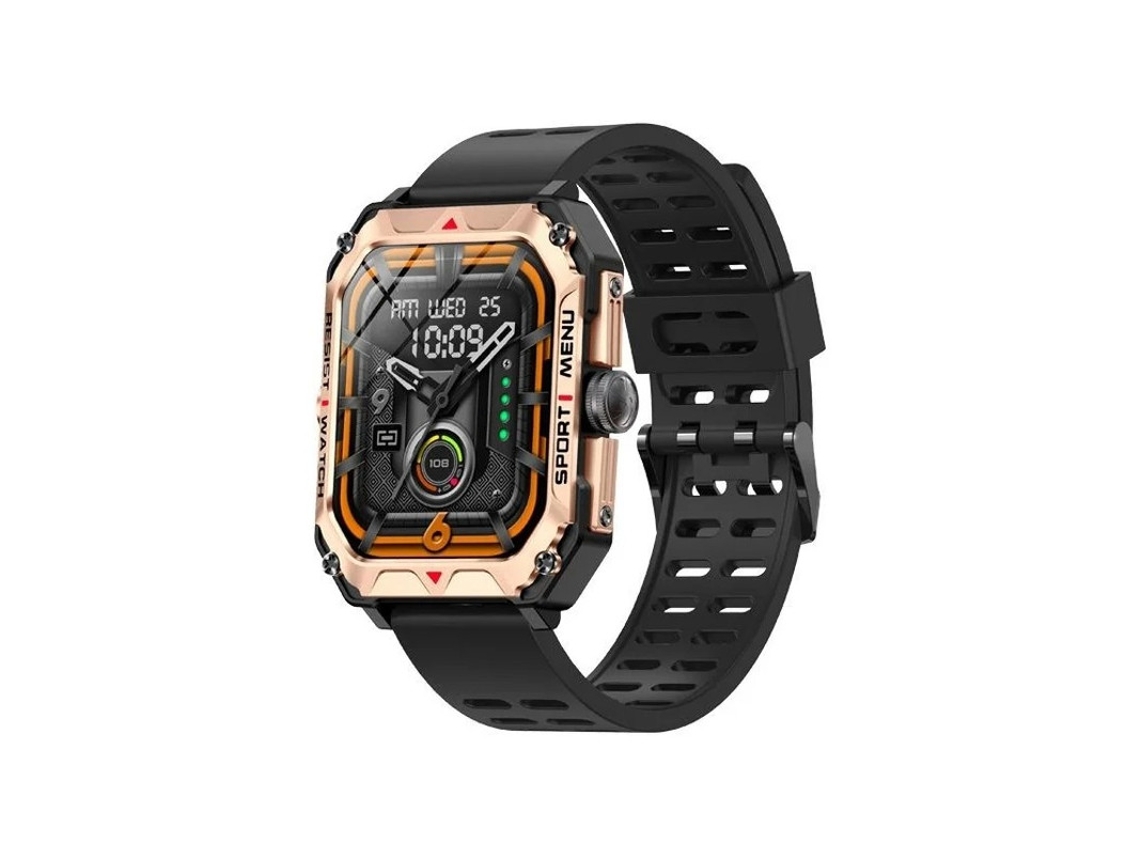 Smartwatch 2.02 Polegadas Rastreador Fitness Prova Dágua IP68 Para iPhone E Android Preto Dourado Bestvite