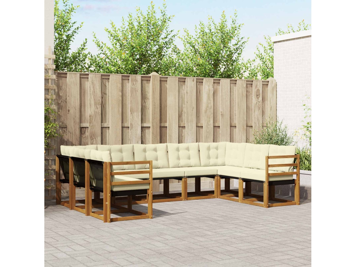 Vidaxl Conjunto De Sofás Para Exterior 9 Unid. Natural E Creme