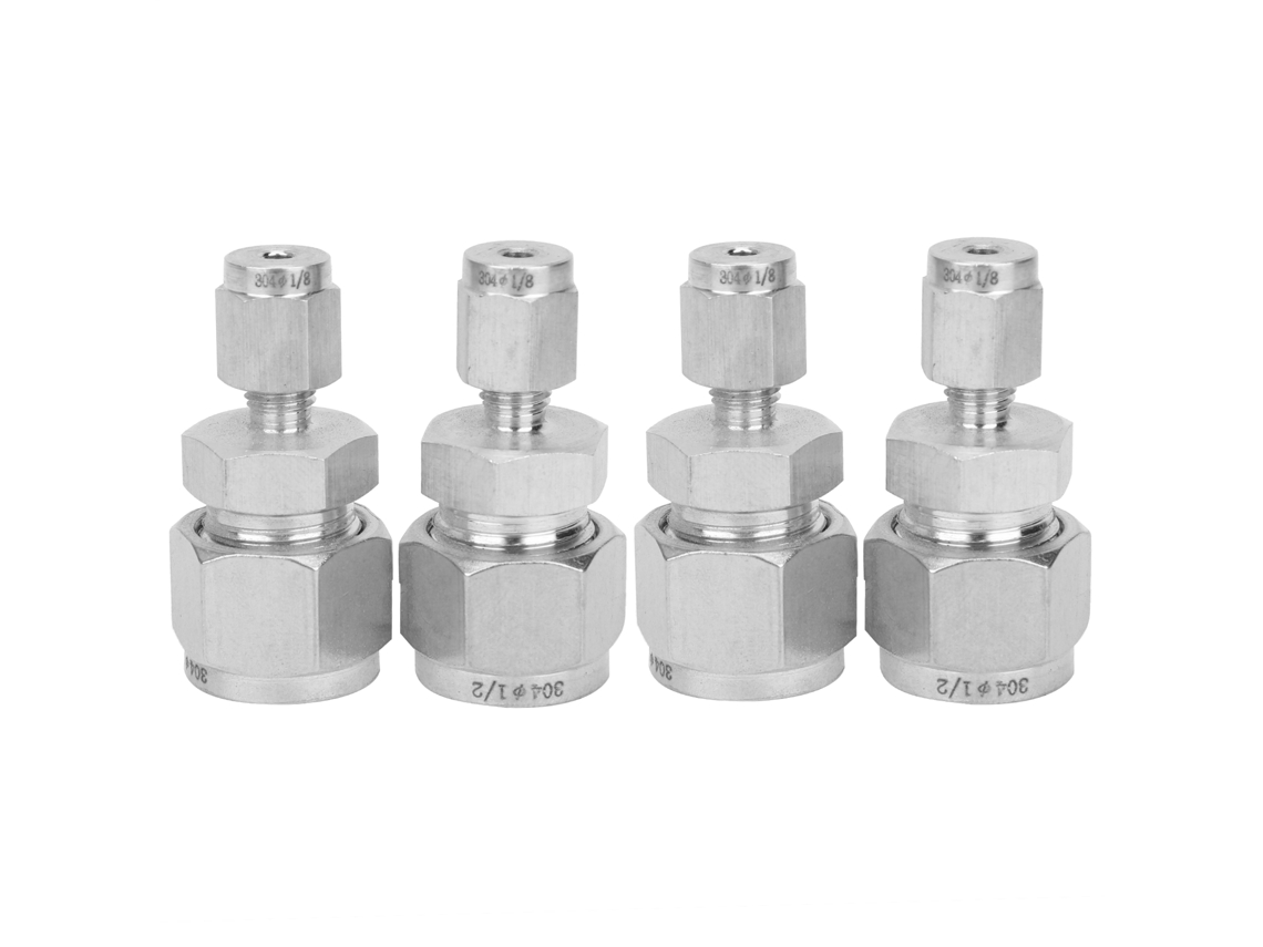 4pcs Adaptador De Tubo Compressão Aço Inoxidável 304 Reto Dupla Ferrula (ф1/8-ф1/2)