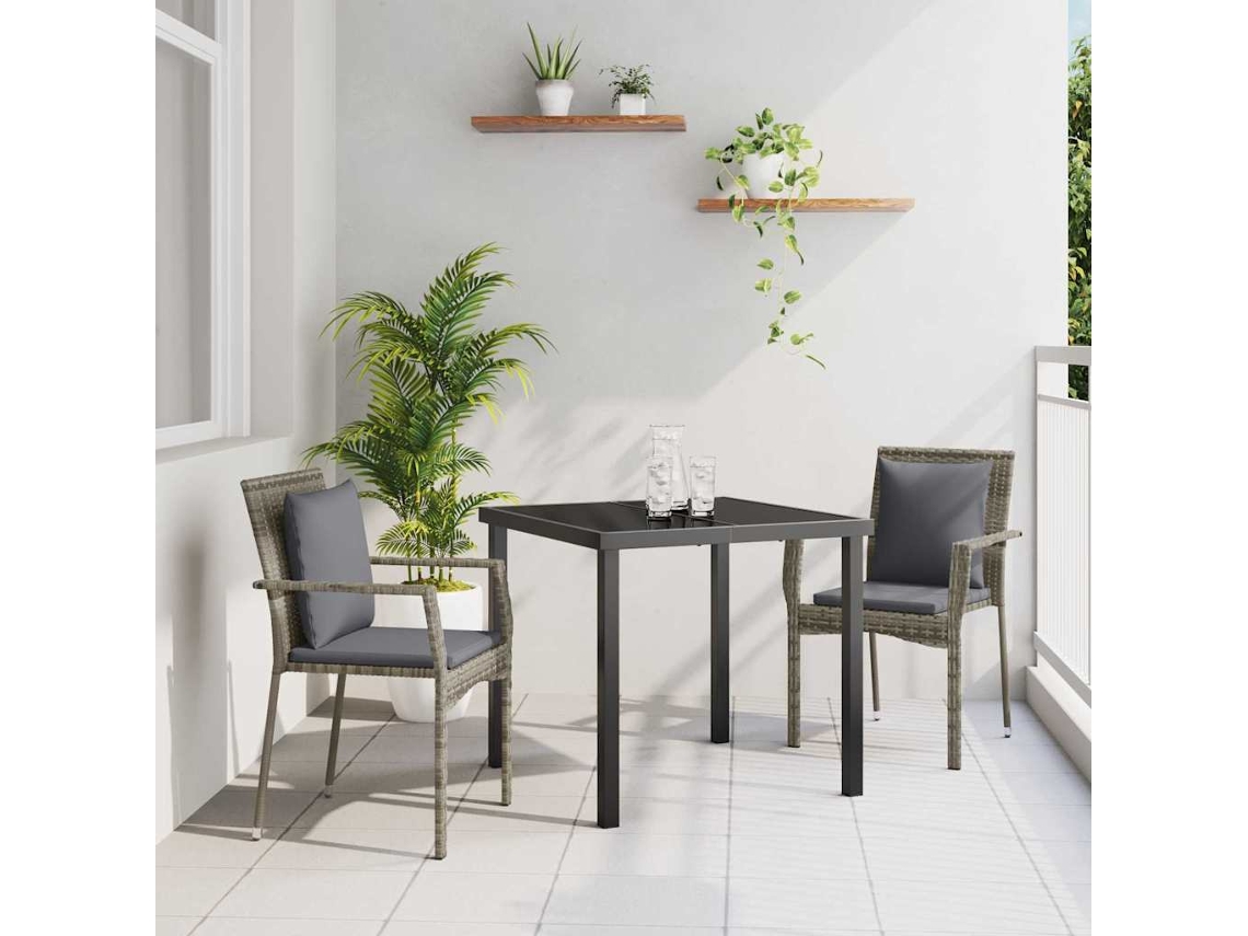 Vidaxl Conjunto De Jantar Para Jardim 3 Unid. Cinzeto Vime Pe