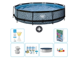 Exit-toys Piscina Exit Redonda - Efeito Pedra - 360x76 Cm - 7-peças S200