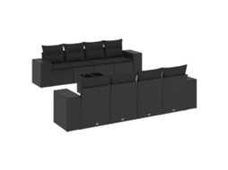 Maison Exclusive - 9 Pcs Conjunto De Sofás P/ Jardim C/ Almofadões Vime Pe Preto