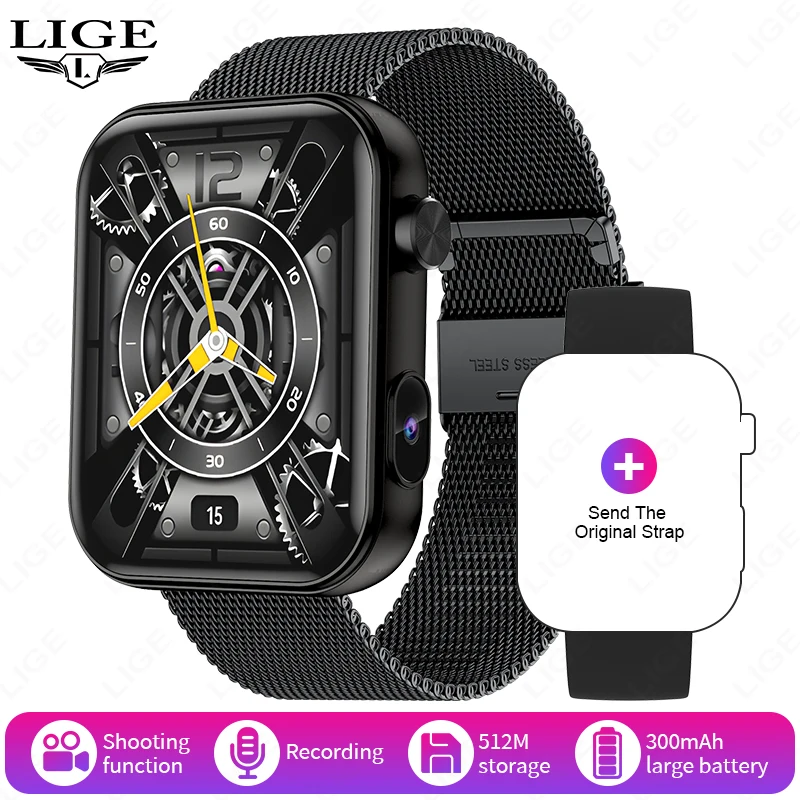 (tela De Malha Preta) Smartwatch Com 512 Mb De Armazenamento, Monitoramento De Frequência Cardíaca E Monitoramento Da Saúde Do Sono.