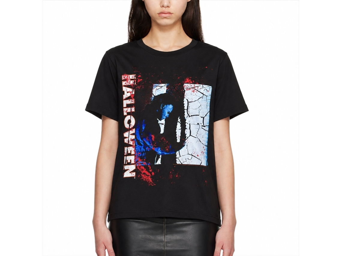 Rockinstone Halloween Closet Doors Black Adult T-shirt Size:xxl
