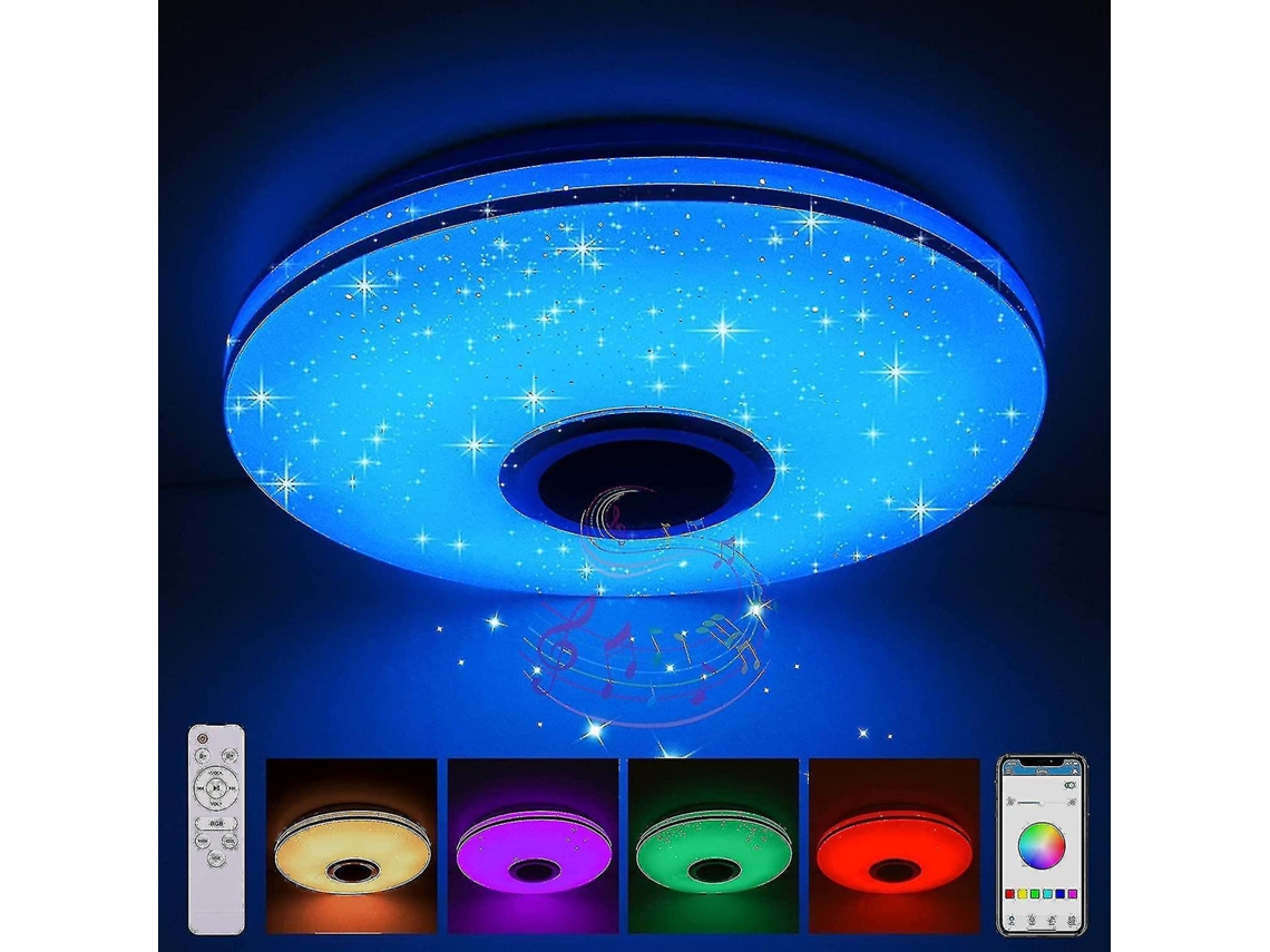 Rebe lâmpada de Teto Led 36w Regulável com Alto falante Bluetooth, Controle Remoto/app, Mudança de Cor Rgbw