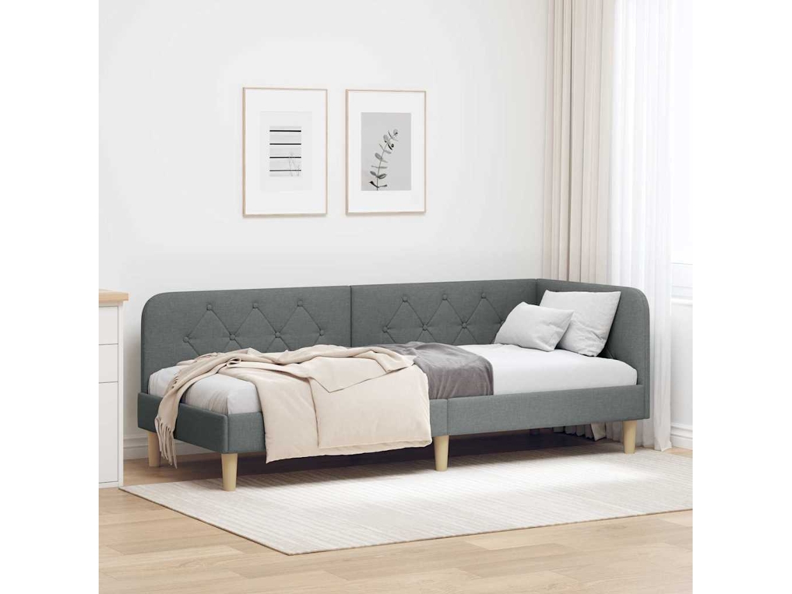Vidaxl Estrutura De Cama De Canto Cinza Escuro 80 X 200 Cm Tecido
