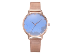 Relógio de Pulsera Feminino Fashion de Ligação com Strass Simples e Preciso (ouro Azul)