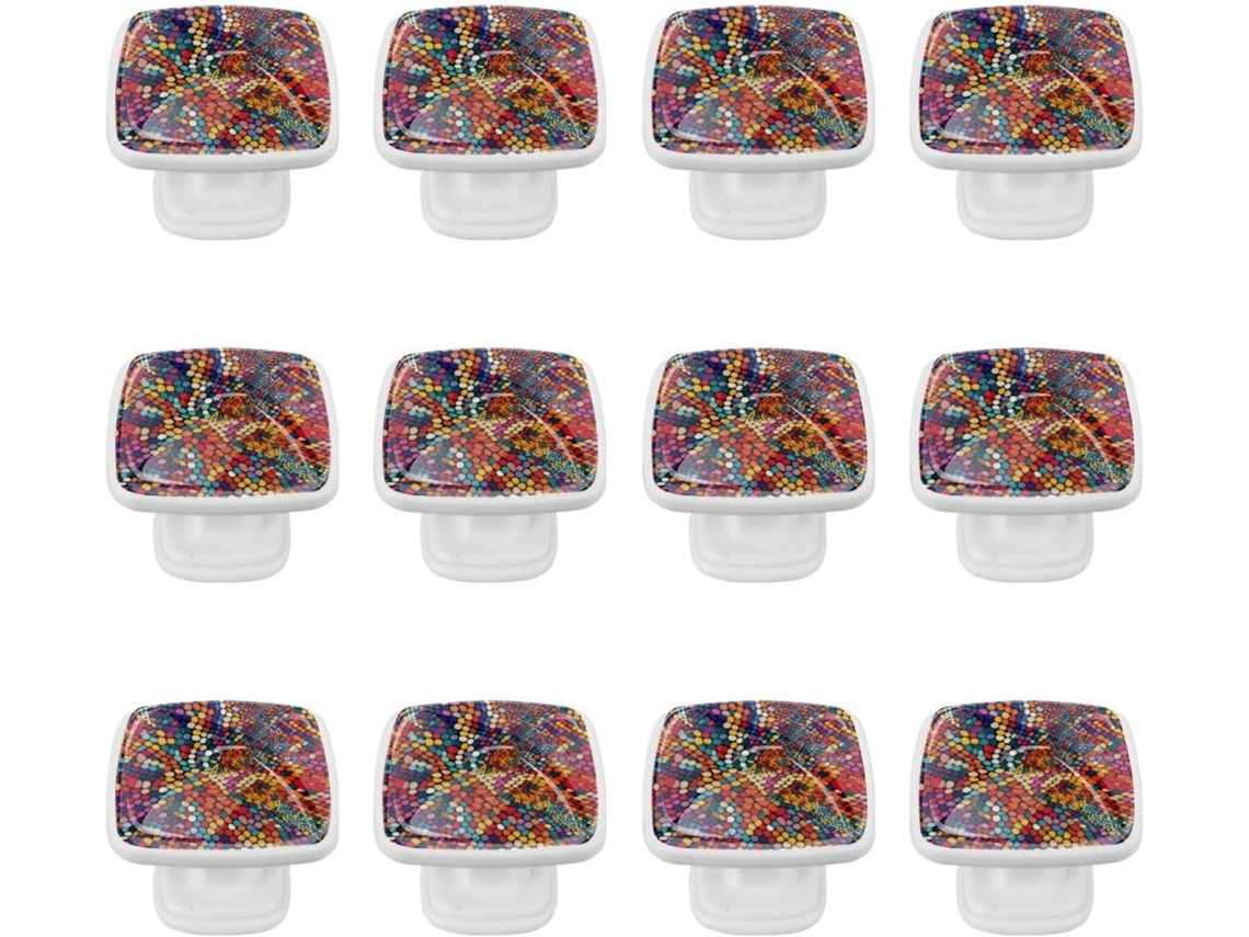 Puxadores Quadrados Para Armários De Cozinha, Puxadores Para Gavetas De Cômoda, 12 Peças, Padrão Geométrico Abstrato E