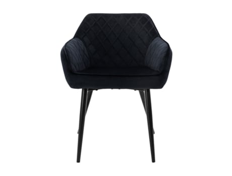 Conjunto de 4 Cadeiras de Jantar/Estar em Veludo Preto Pernas de Aço 80 Cm