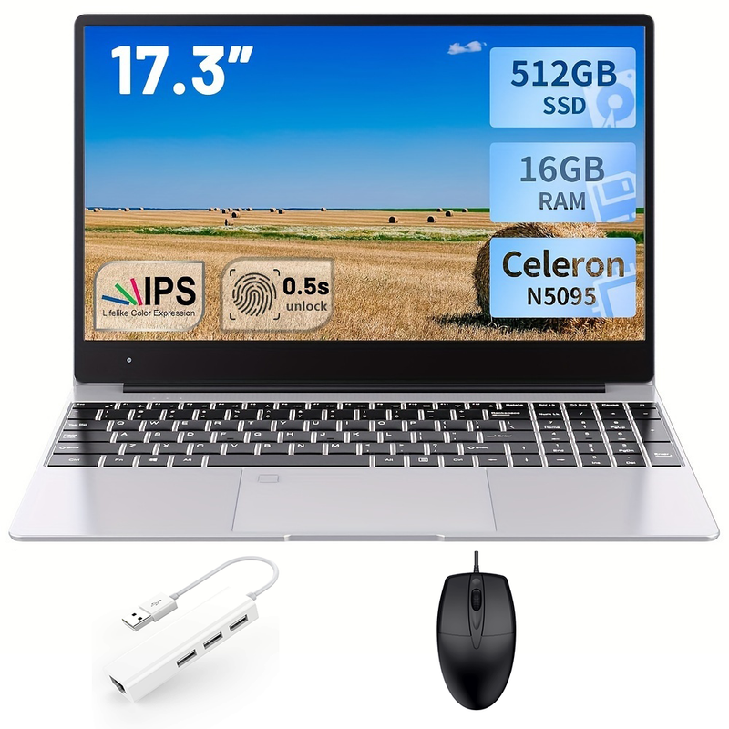 Computadores Notebook Acmine (17.3 Processador Intel Celeron N5095 Quad Core Ram 16 Gb 512 Gb Ssd )